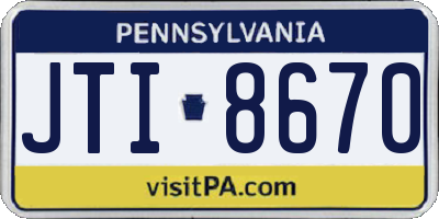 PA license plate JTI8670
