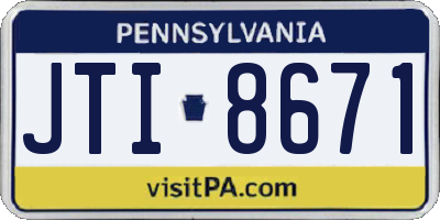 PA license plate JTI8671