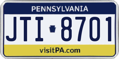 PA license plate JTI8701