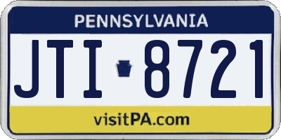 PA license plate JTI8721