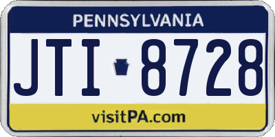 PA license plate JTI8728
