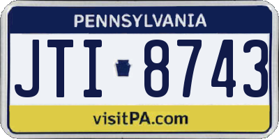 PA license plate JTI8743