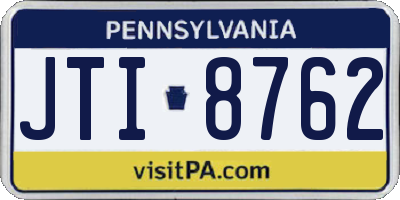PA license plate JTI8762