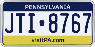 PA license plate JTI8767