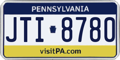 PA license plate JTI8780