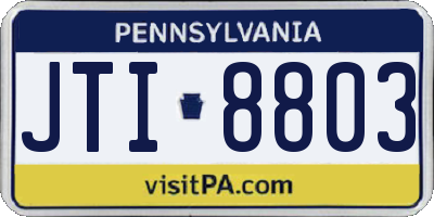 PA license plate JTI8803