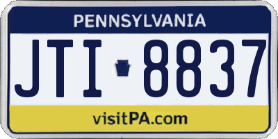 PA license plate JTI8837