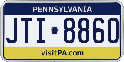 PA license plate JTI8860