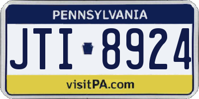 PA license plate JTI8924