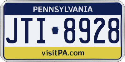 PA license plate JTI8928