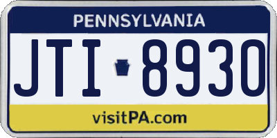 PA license plate JTI8930