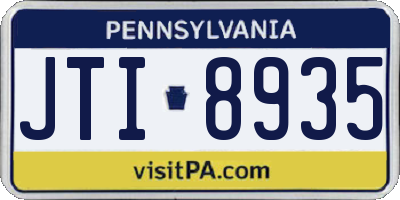PA license plate JTI8935
