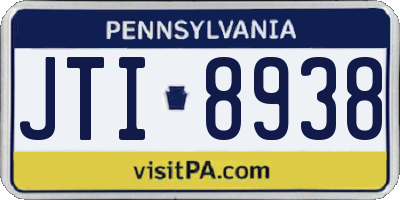 PA license plate JTI8938