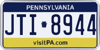 PA license plate JTI8944