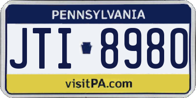 PA license plate JTI8980