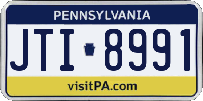 PA license plate JTI8991