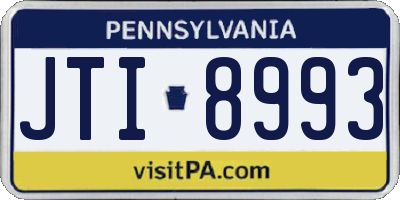 PA license plate JTI8993