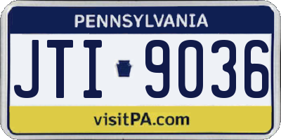 PA license plate JTI9036