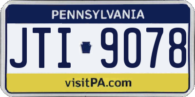 PA license plate JTI9078