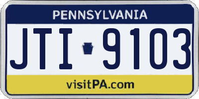 PA license plate JTI9103