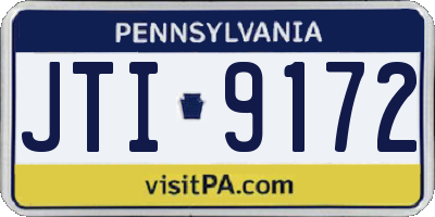 PA license plate JTI9172