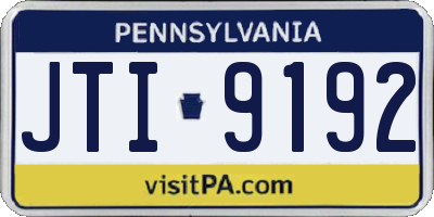 PA license plate JTI9192