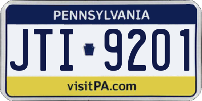 PA license plate JTI9201