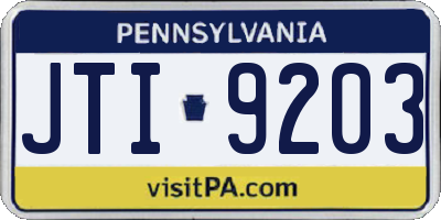 PA license plate JTI9203