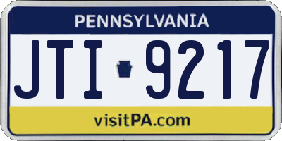 PA license plate JTI9217