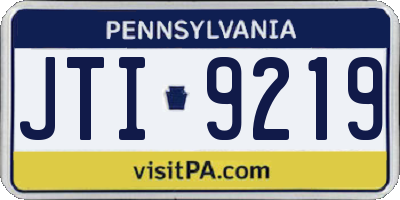 PA license plate JTI9219