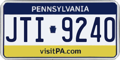 PA license plate JTI9240