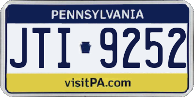 PA license plate JTI9252