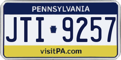 PA license plate JTI9257
