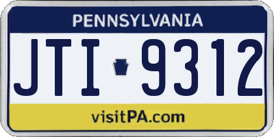 PA license plate JTI9312