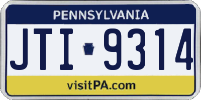 PA license plate JTI9314
