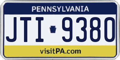 PA license plate JTI9380