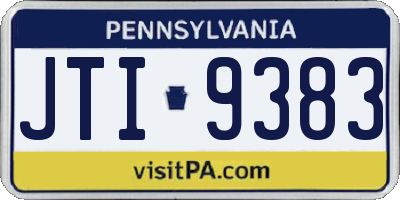 PA license plate JTI9383