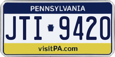 PA license plate JTI9420