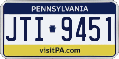 PA license plate JTI9451