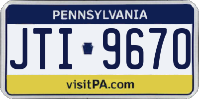 PA license plate JTI9670