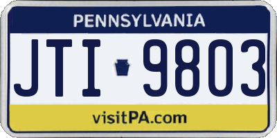 PA license plate JTI9803