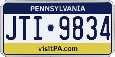 PA license plate JTI9834