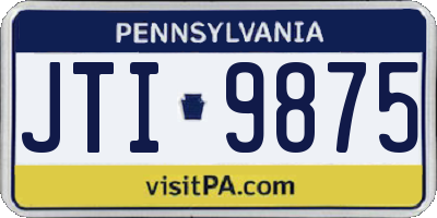 PA license plate JTI9875