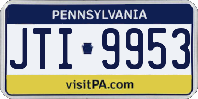 PA license plate JTI9953