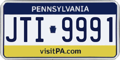 PA license plate JTI9991