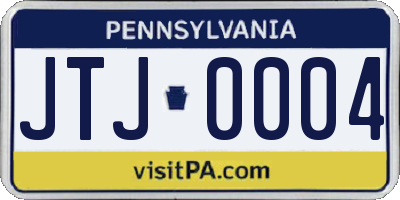 PA license plate JTJ0004
