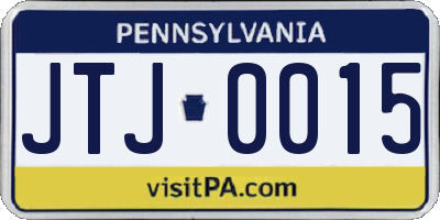 PA license plate JTJ0015