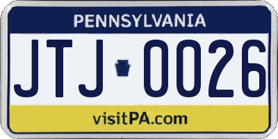 PA license plate JTJ0026