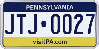 PA license plate JTJ0027