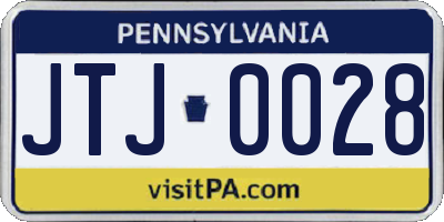 PA license plate JTJ0028